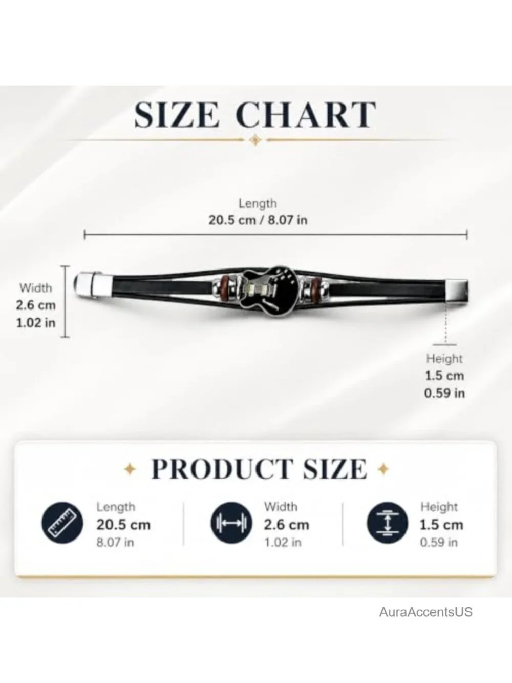Multilayer Leather Bracelet with Guitar Charm for Men Women Unisex Music Rock